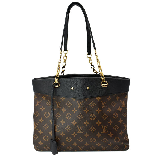 LOUIS VUITTON Pallas Chain Monogram Canvas Shopper Bag Brown