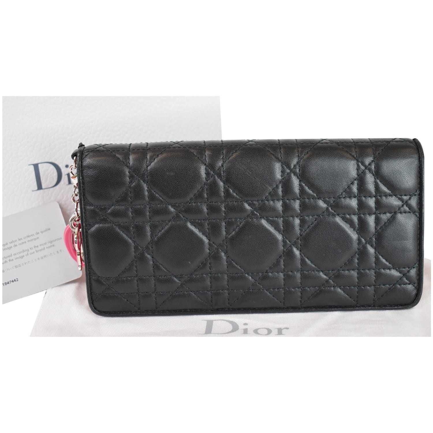 Dior Black Leather Lady Dior Wallet on Chain Dior