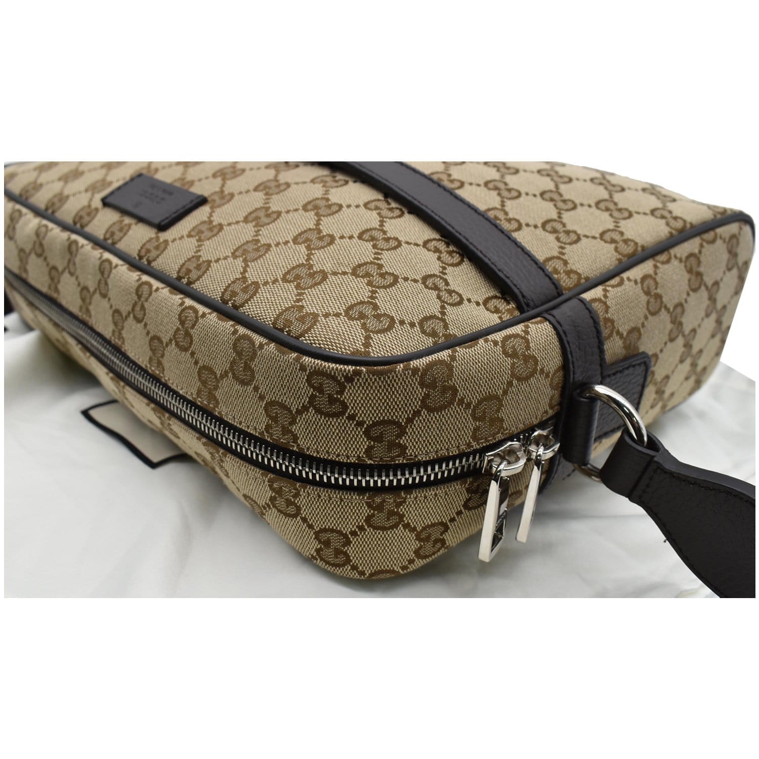 Gucci Double Buckle Messenger Bag GG Coated Canvas Medium Brown 21185313
