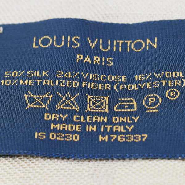 LOUIS VUITTON Silk Monogram Scarf/Shawl Beige