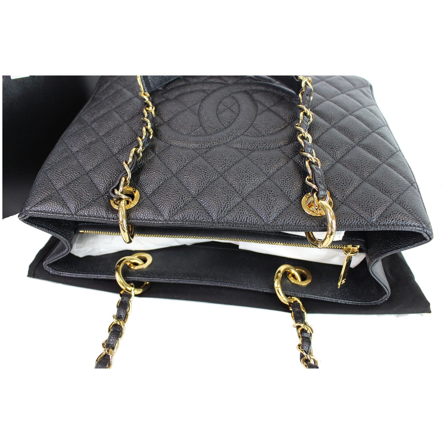 CHANEL black Caviar Leather gold hw GST Grand Shopping Tote Bag