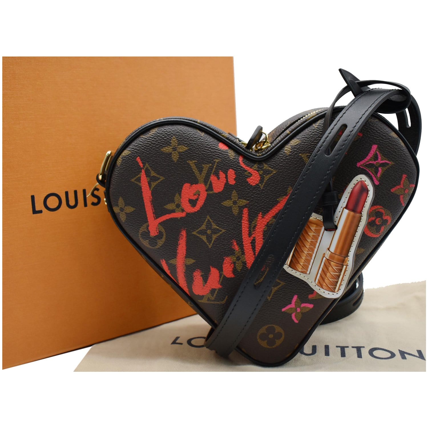 LOUIS VUITTON Sac Coeur Heart Monogram Canvas Crossbody Bag Brown