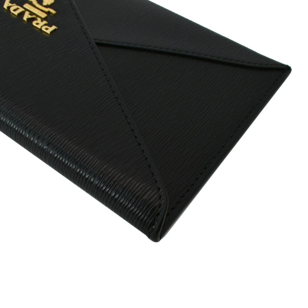 PRADA Envelope Leather Clutch Wallet Black