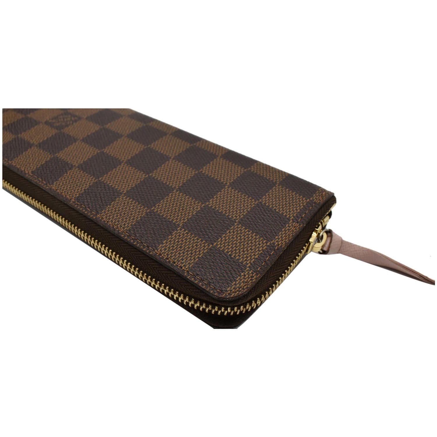Brown Leather Clemence Wallet Damier Ebene