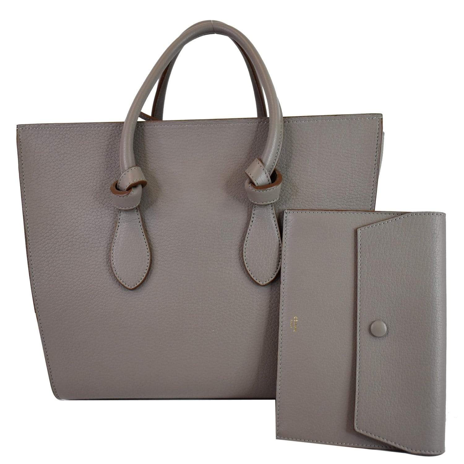 Celine Light Grey Smooth Leather Mini Tie Tote Bag