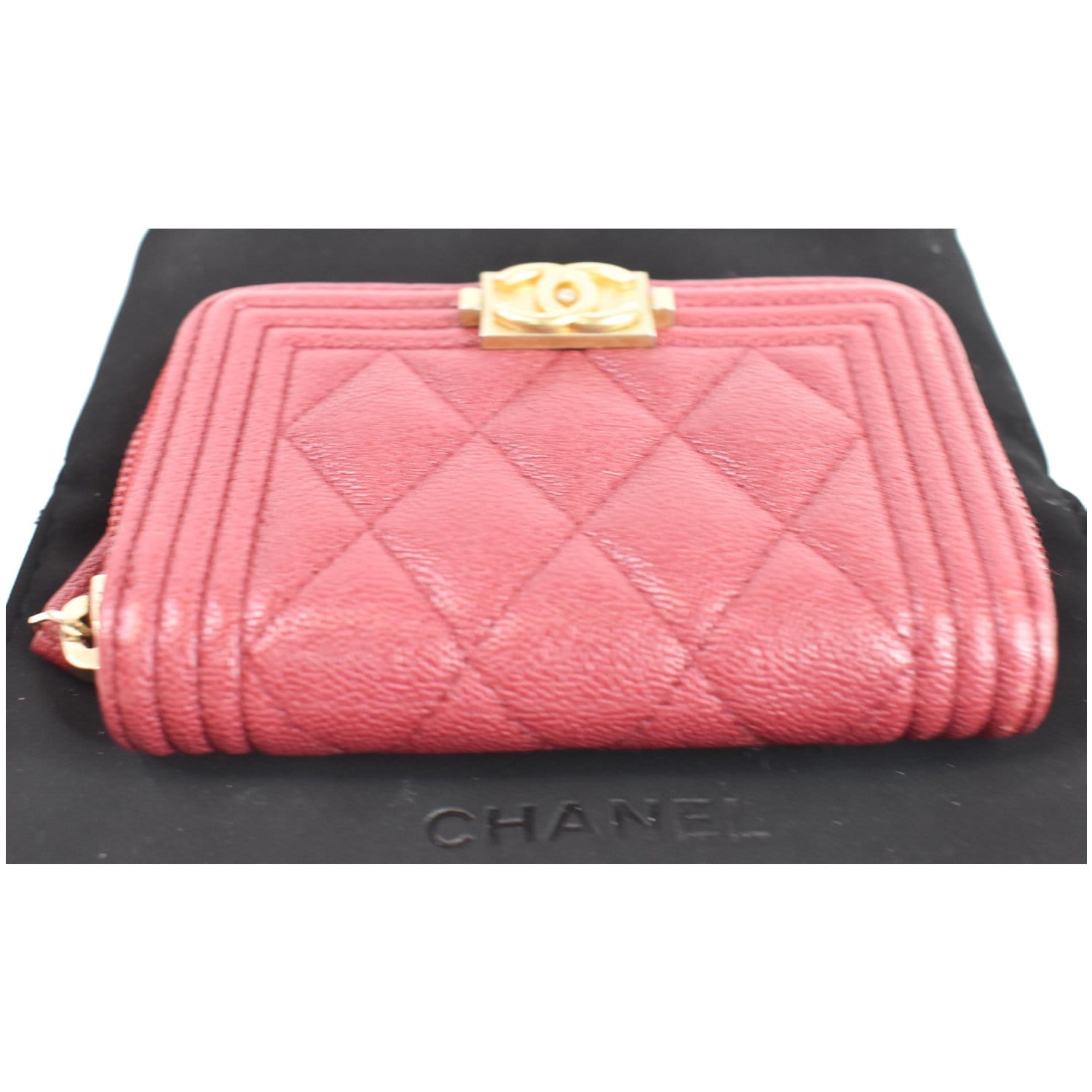 CHANEL Caviar Quilted Zip Around Classic Coin Purse Red 1280660