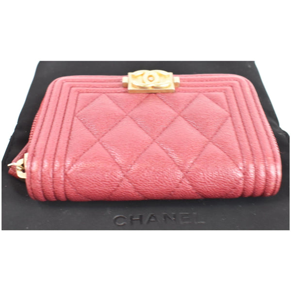 Chanel Boy Zip Around Caviar Coin Purse Wallet | side view