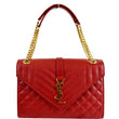 YVES SAINT LAURENT Medium Envelope Leather Chain Shoulder Bag Red