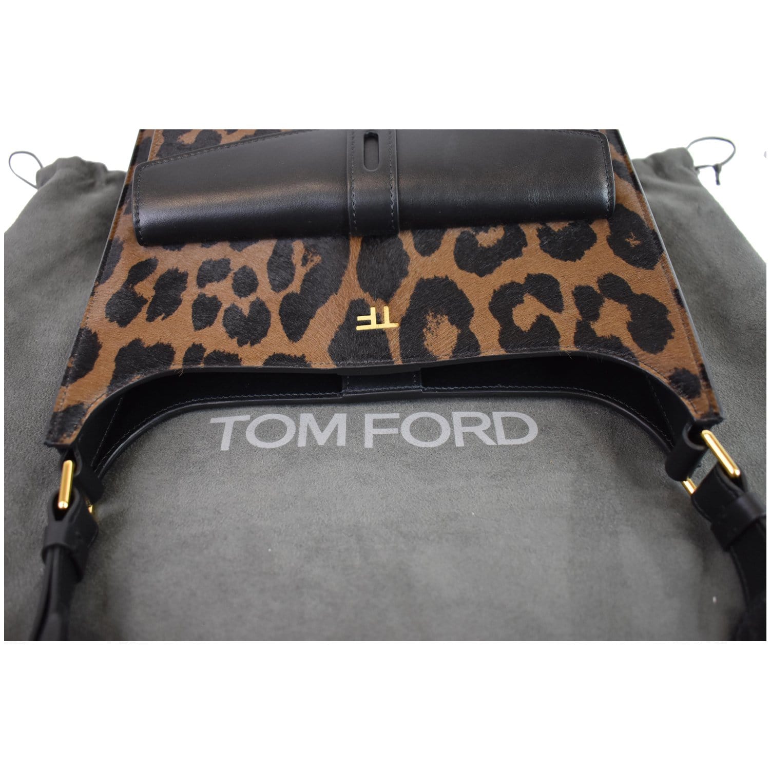 TOM FORD T-Twist Medium Calf Hair Crossbody Bag Leopard-Print - 15% OF