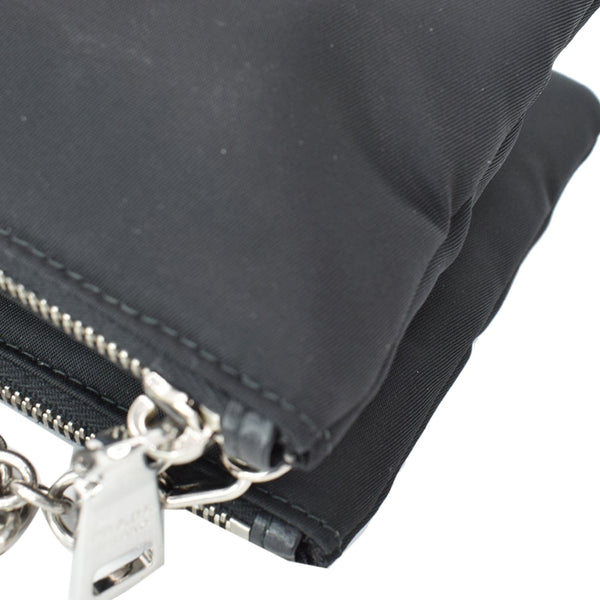 PRADA Mini Nylon Chain Crossbody Bag Black