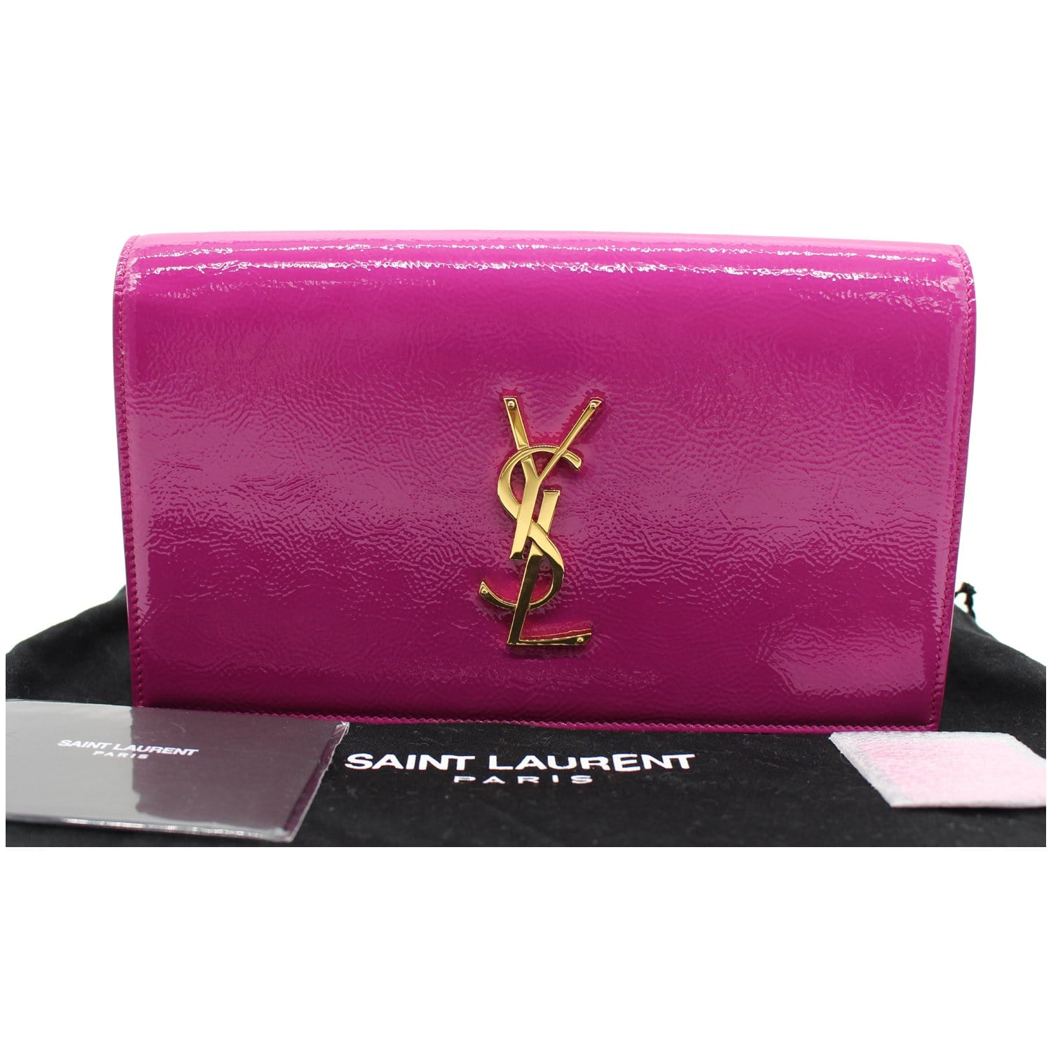 YVES SAINT LAURENT Belle de Jour Patent Leather Clutch Bag Pink