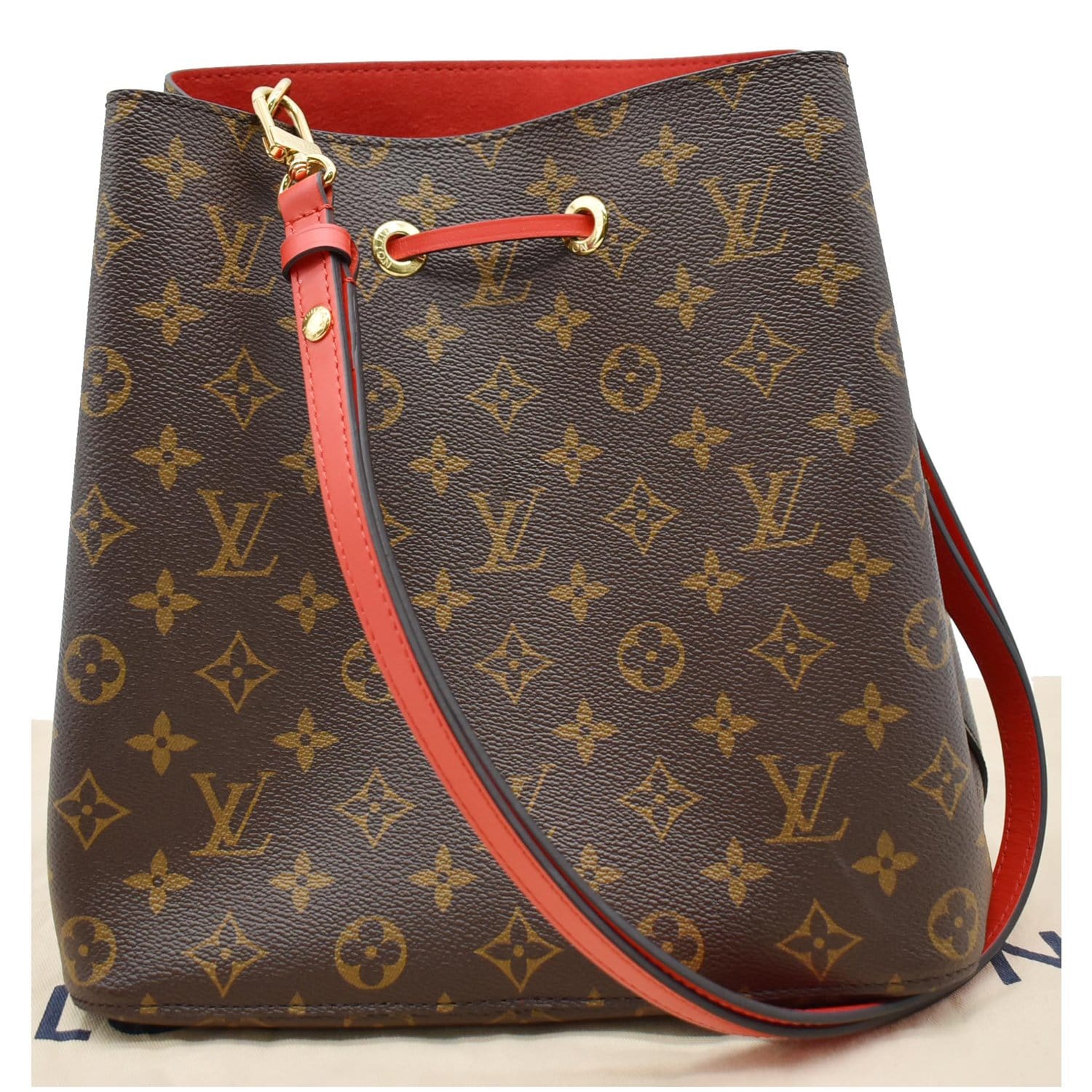 Louis Vuitton Neo noe bucket Bag Monogram Purse Authentic Red