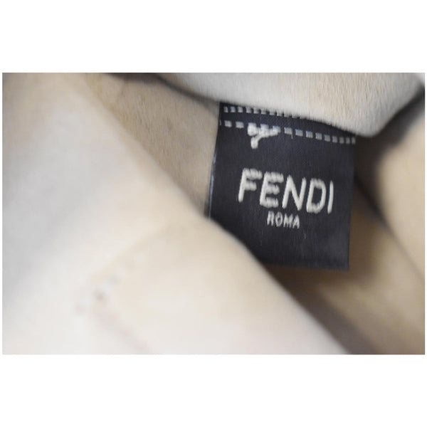 FENDI Kan I FF Logo Embossed Leather Crossbody Bag Brown