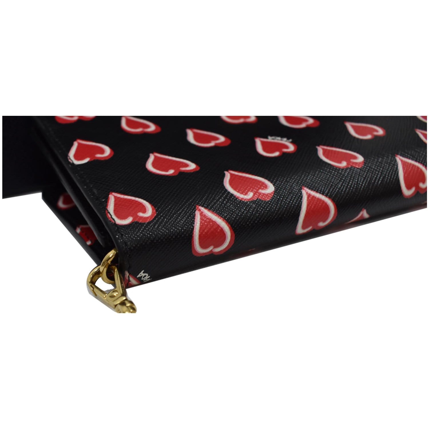 Prada Heart Print Saffiano Leather Mini-Bag- Black/Red 1DH044_ZNL/E F0YQX  8056158940226 - Handbags - Jomashop