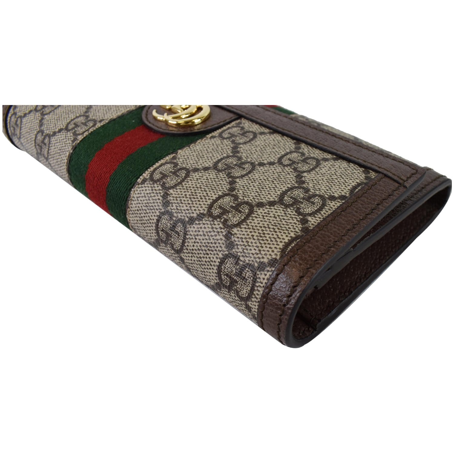 Gucci - GG supreme fabric and leather wallet Beige - The Corner