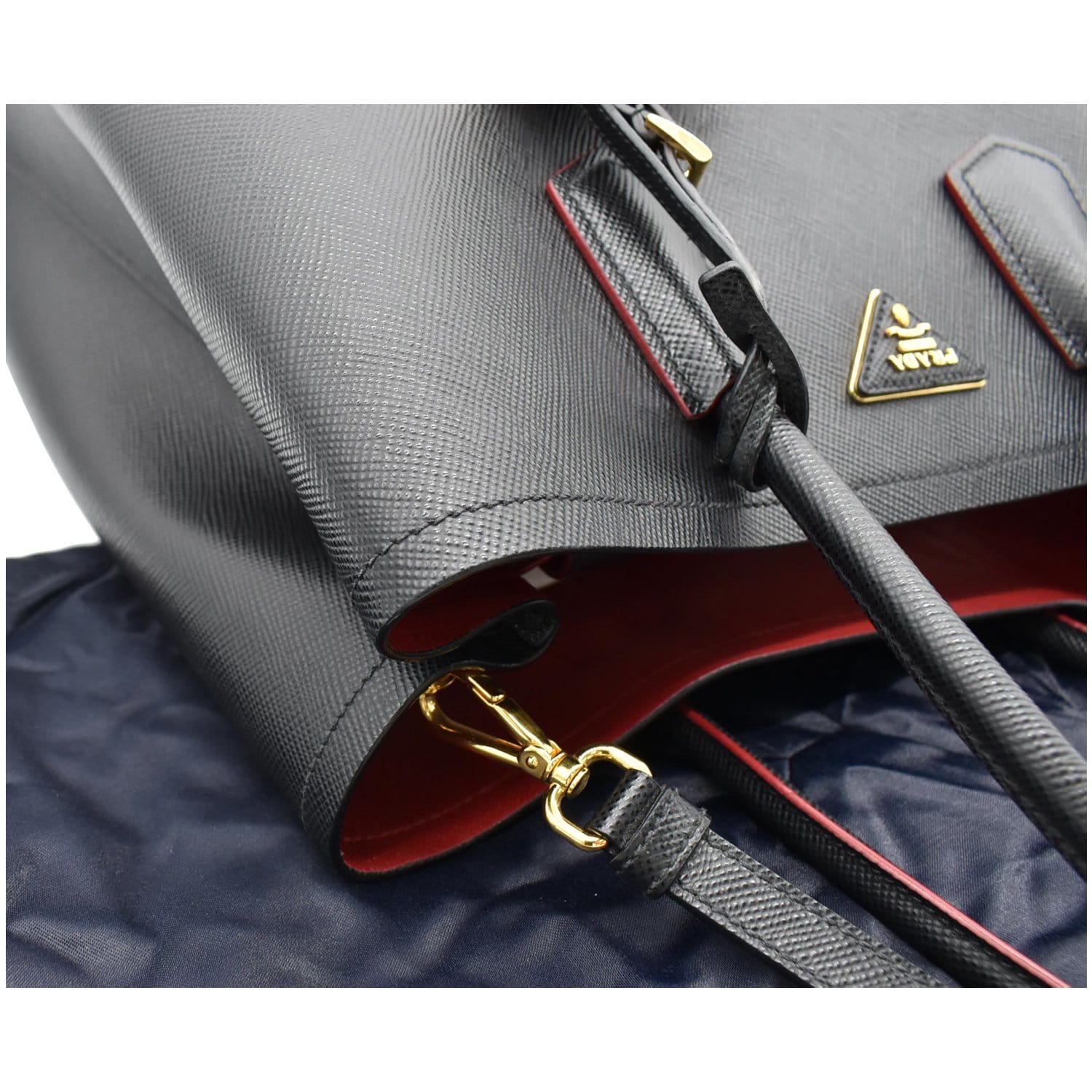 Prada Black Saffiano Leather Large Double Tote Bag