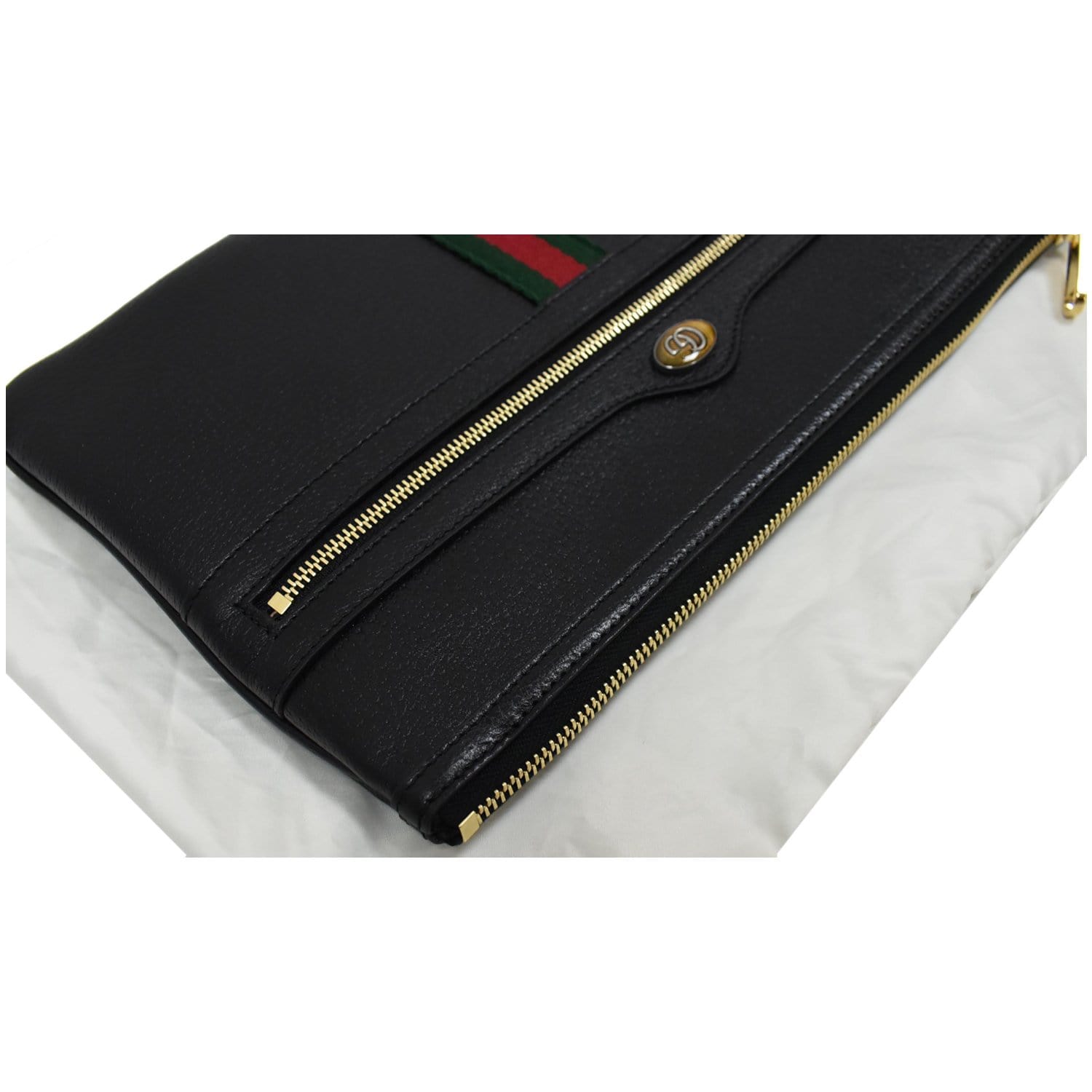 Gucci Ophidia Clutch Pouch Black Leather New