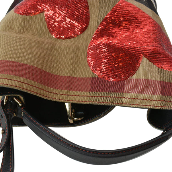 Burberry Ashby Medium Heart Check Canvas Shoulder Bag Multicolor