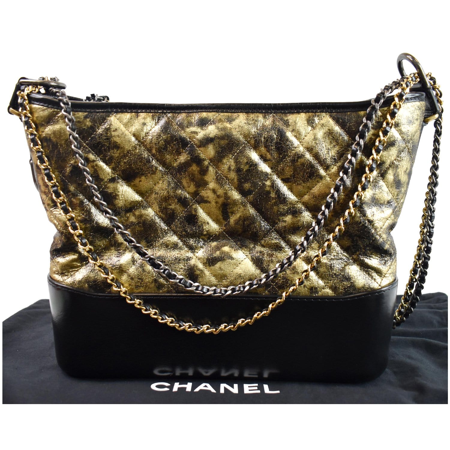 Chanel Gabrielle Clutch on a Chain, Metallic Crumbled Lambskin with Mixed  Hardware, Preowned in Box WA001