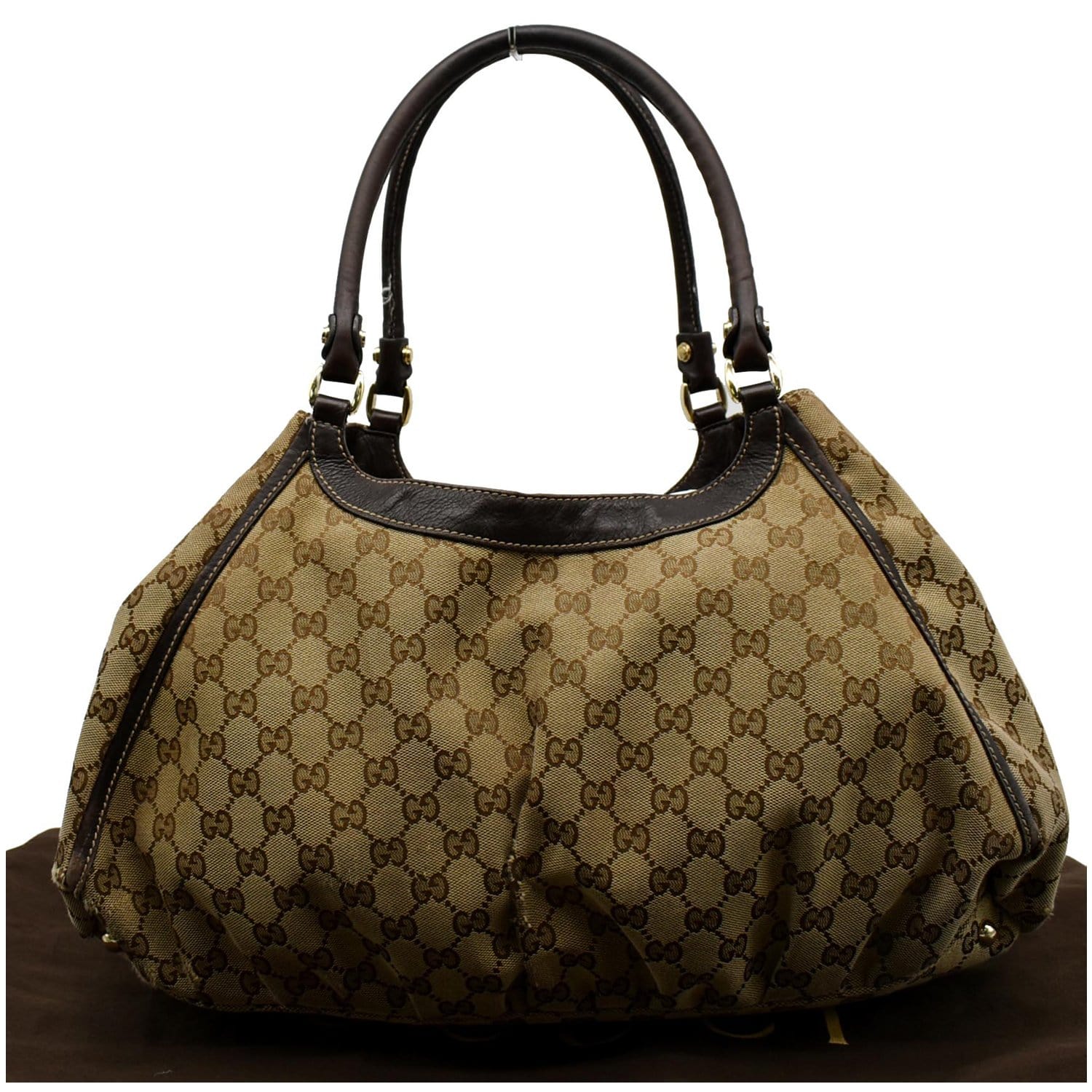 Gucci ABBEY D ring monogram GG & white leather hobo shoulder