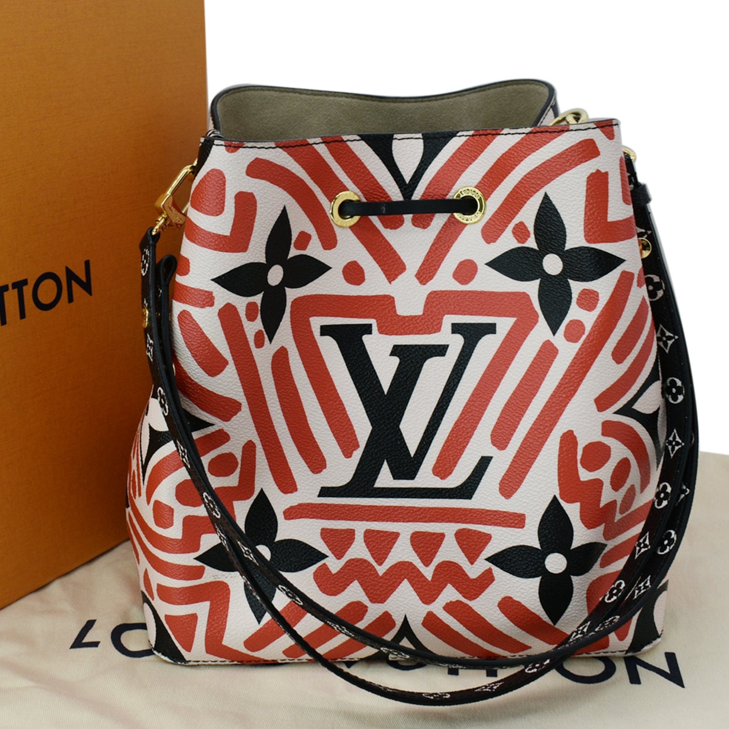 Louis Vuitton NeoNoe MM Monogram Canvas Bucket Bag Red Interior