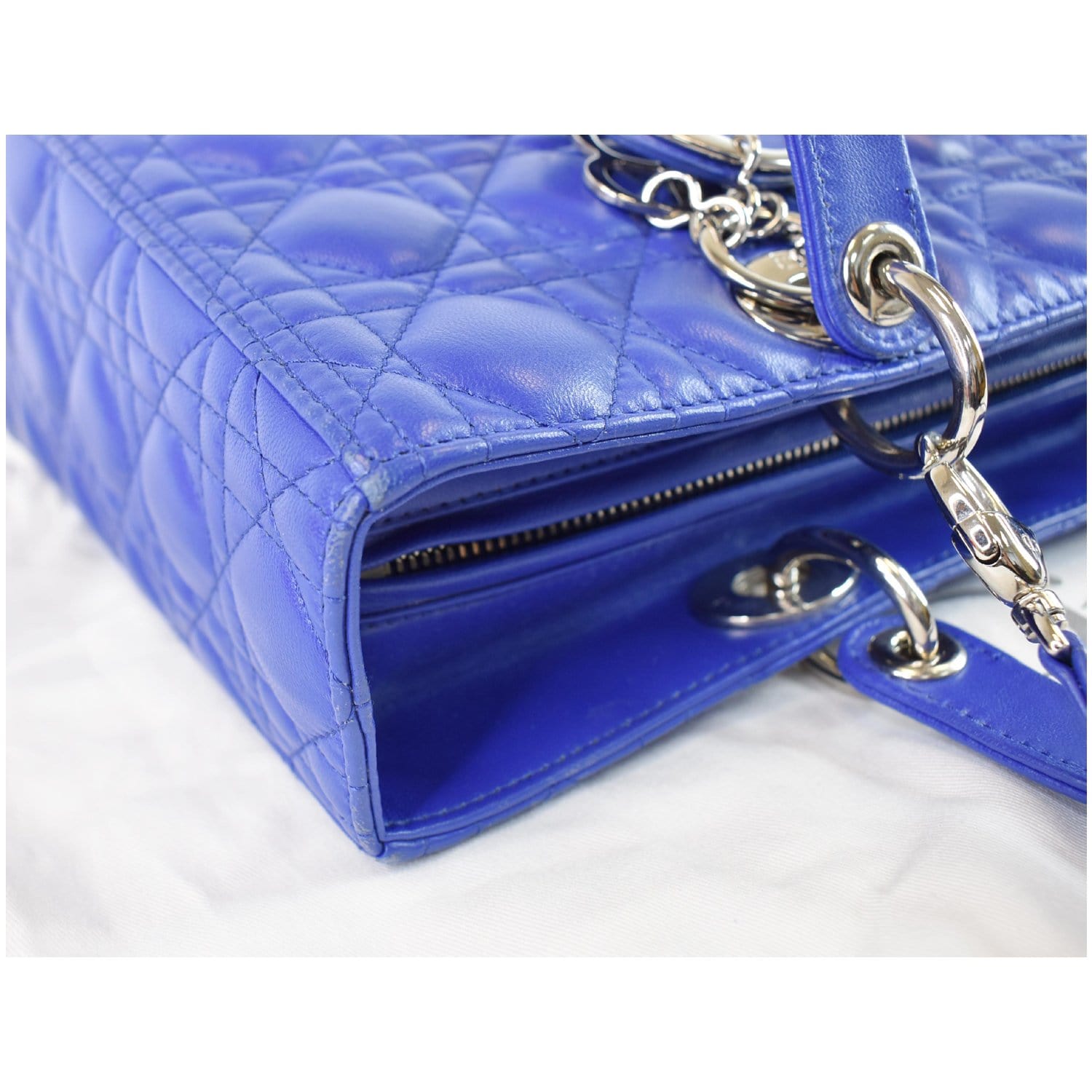 Lady dior leather clutch bag Dior Blue in Leather - 35159643