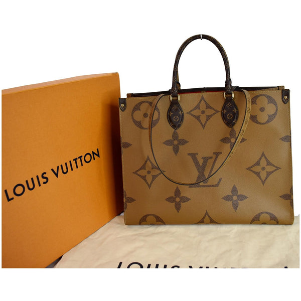 LOUIS VUITTON Onthego GM Reverse Monogram Giant Canvas Shoulder Bag Brown