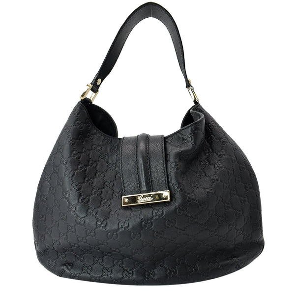 GUCCI New Web Guccissima Leather Hobo Bag Black 233604