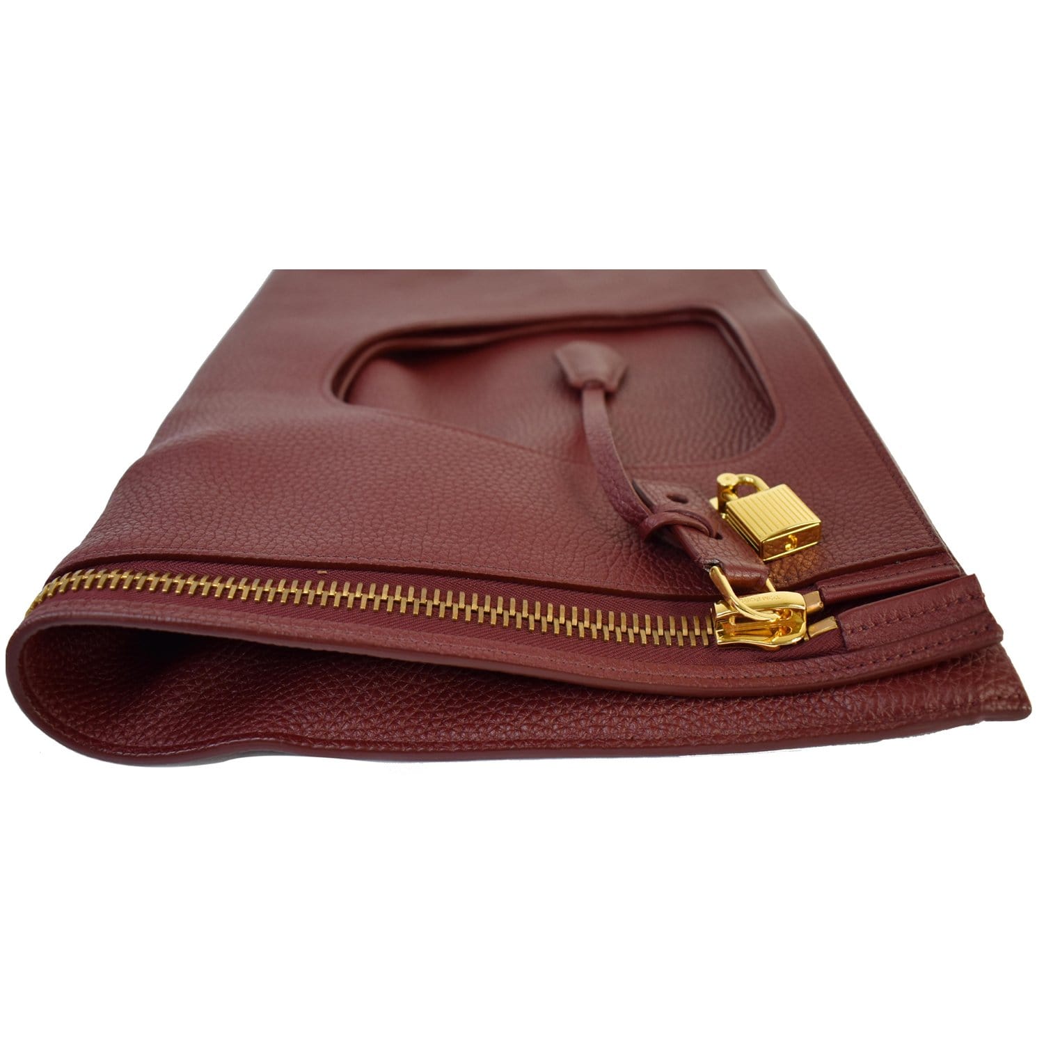 Tom Ford, Bags, Tom Ford Alix Red Leather Padlock Flat Zip Foldover Bag  Clutch Shoulder Handbag