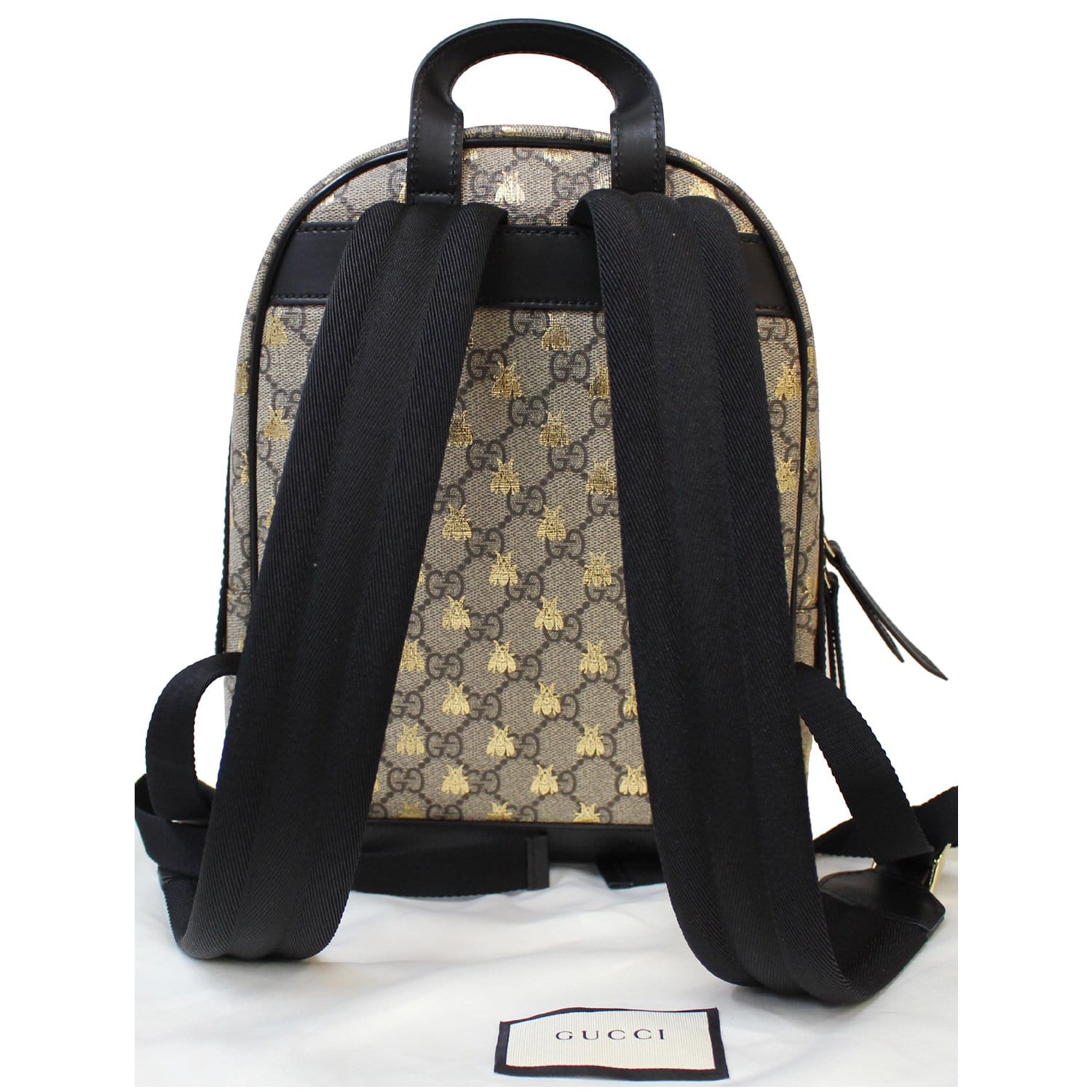 Gucci GG Supreme Monogram Web Small Backpack in Black