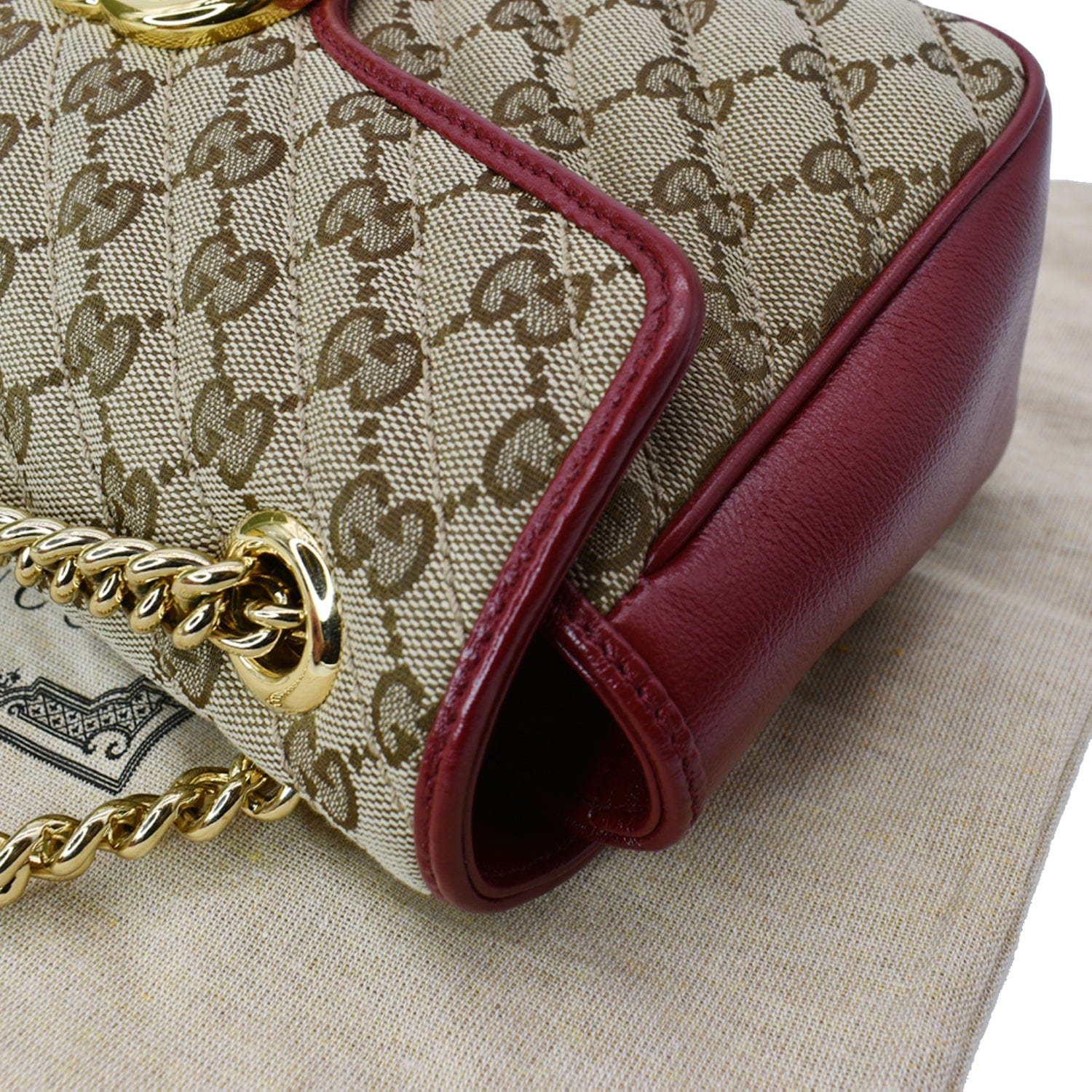 Gucci Marmont Beige Printed Canvas Red Leather Trim Shoulder Bag 44349 –  Queen Bee of Beverly Hills