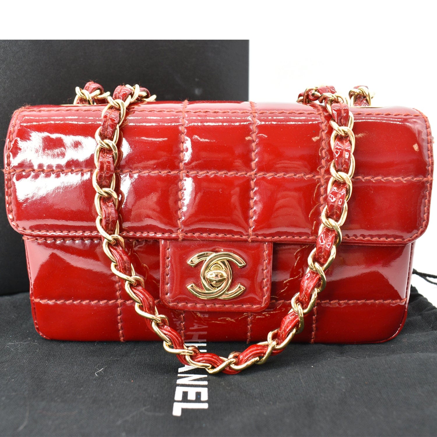 Red Leather Mini Weekend compact handbag