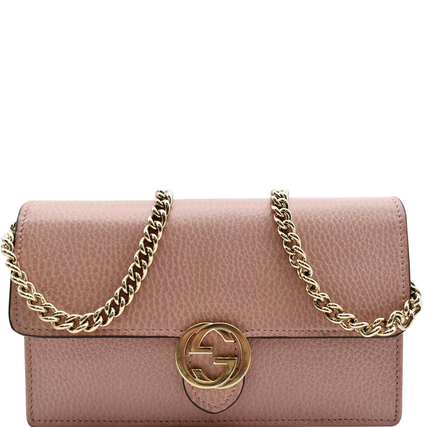 Gucci Dollar Calfskin Interlocking G Top Handle Shoulder Bag Soft Pink