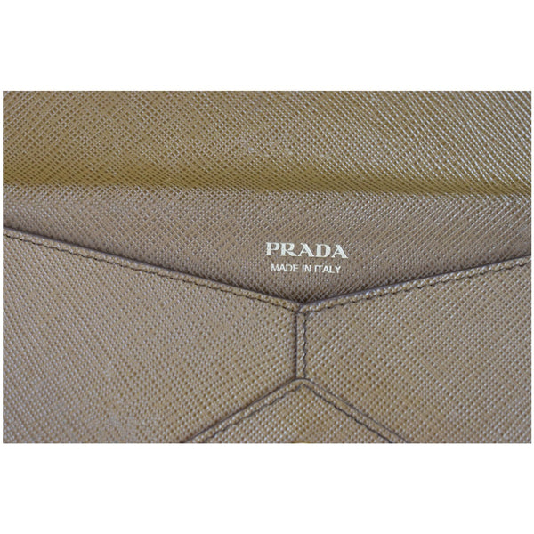 PRADA Envelope Saffiano Leather Wallet Brown