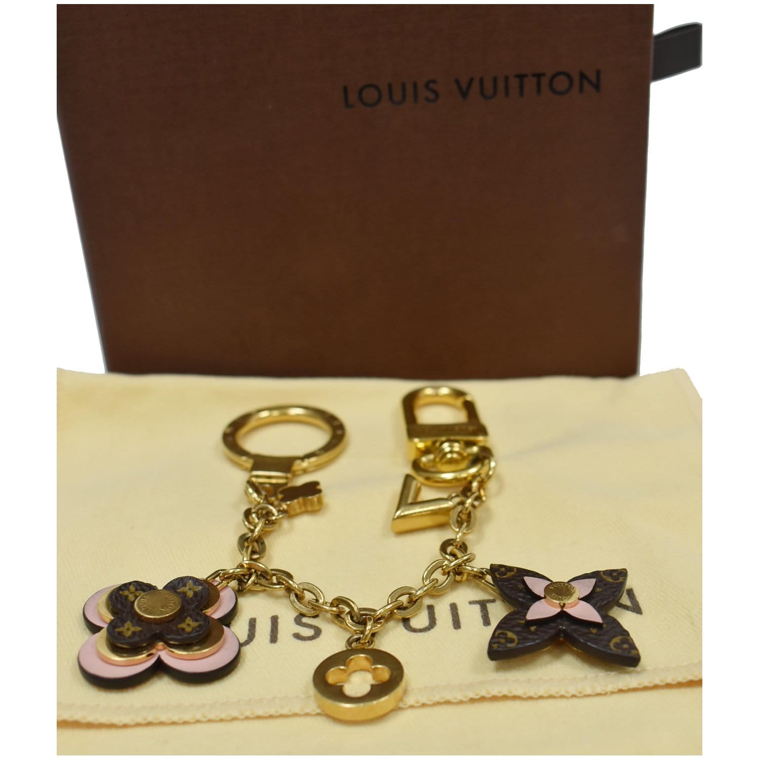LOUIS VUITTON Brass Monogram Blooming Flowers Bag Charm Key Holder