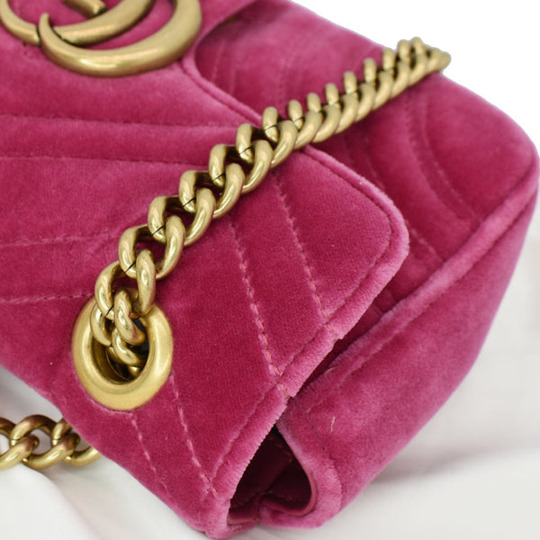 GUCCI GG Marmont Velvet Mini Shoulder Crossbody Bag Pink 446744