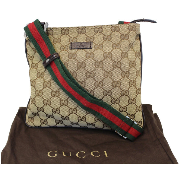 GUCCI GG Monogram Canvas Web Small Messenger Bag Beige 146309