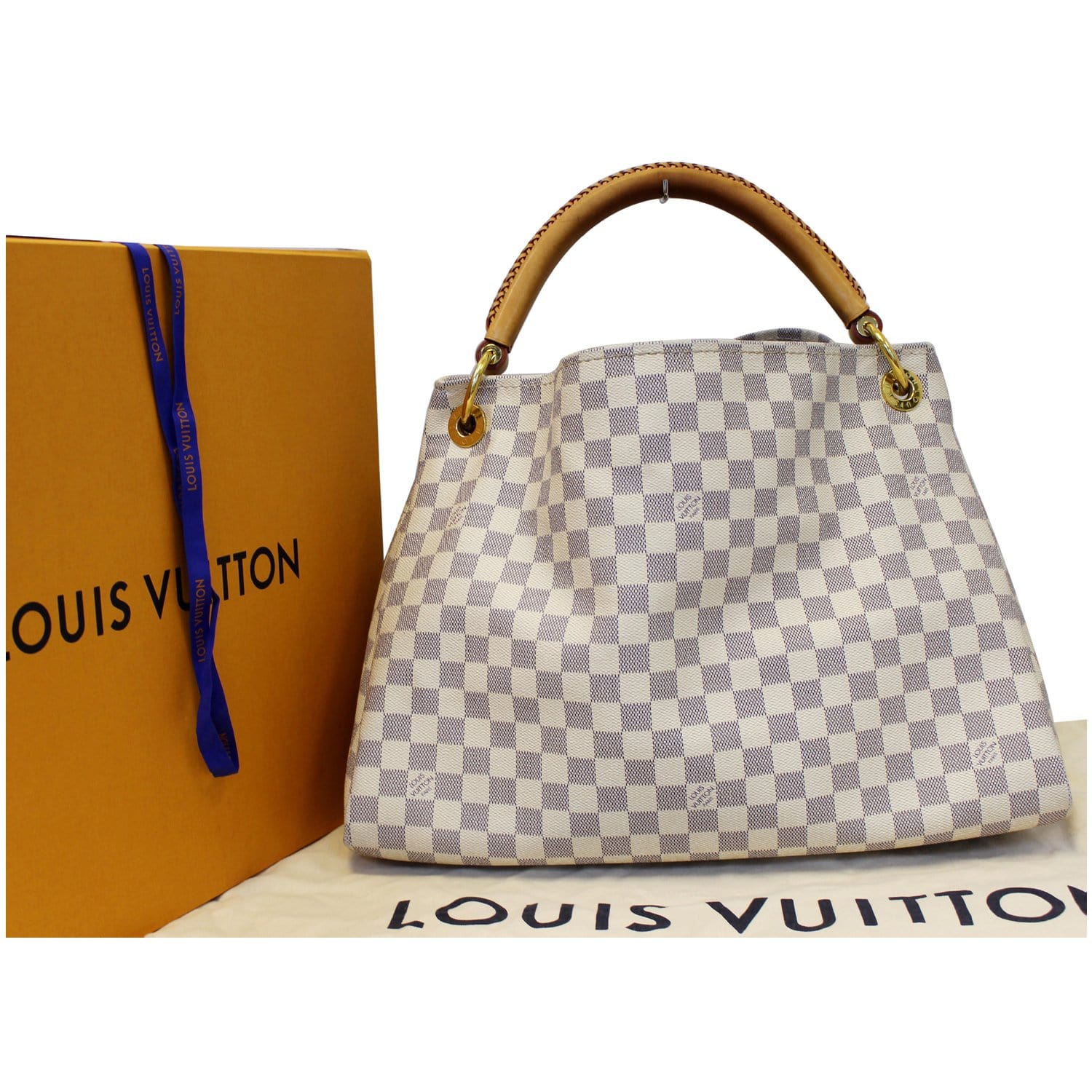Louis Vuitton Artsy MM Damier Azur Hobo Bag in White