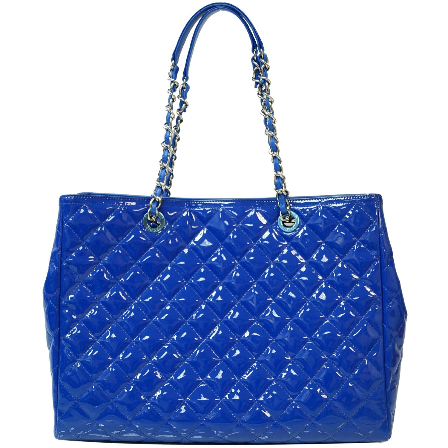 Chanel Luxe Ligne Zipped Tote Patent Small Blue 2140881