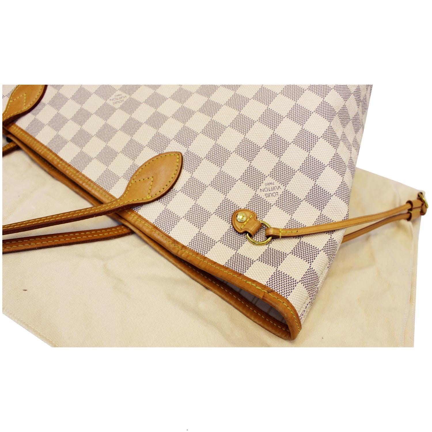Only 598.00 usd for Louis Vuitton Damier Azur Checker Leather Neverful D.  Azur Tote Bag - Cream/Grey Online at the Shop