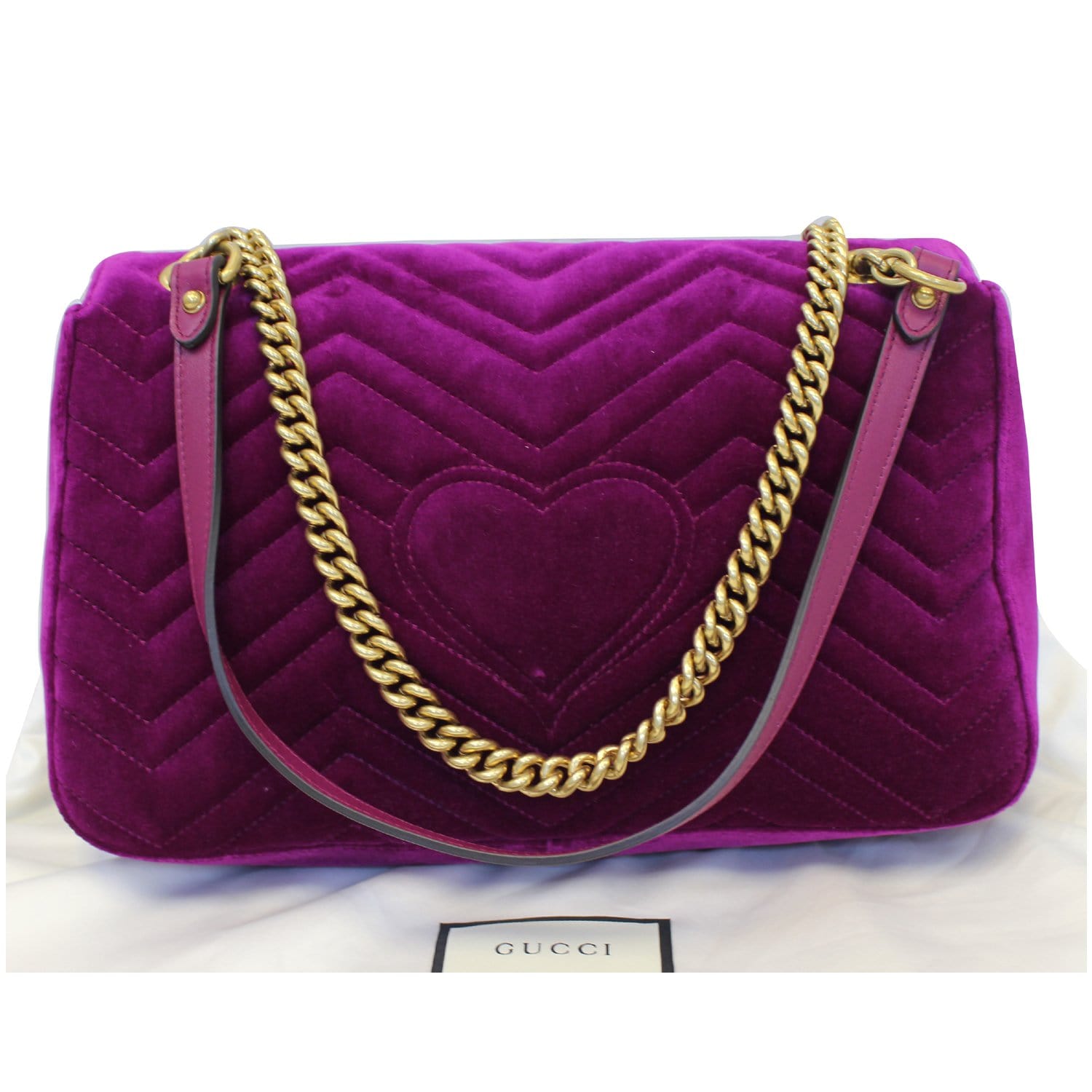 Gg marmont chain flap velvet crossbody bag Gucci Purple in Velvet - 31192992