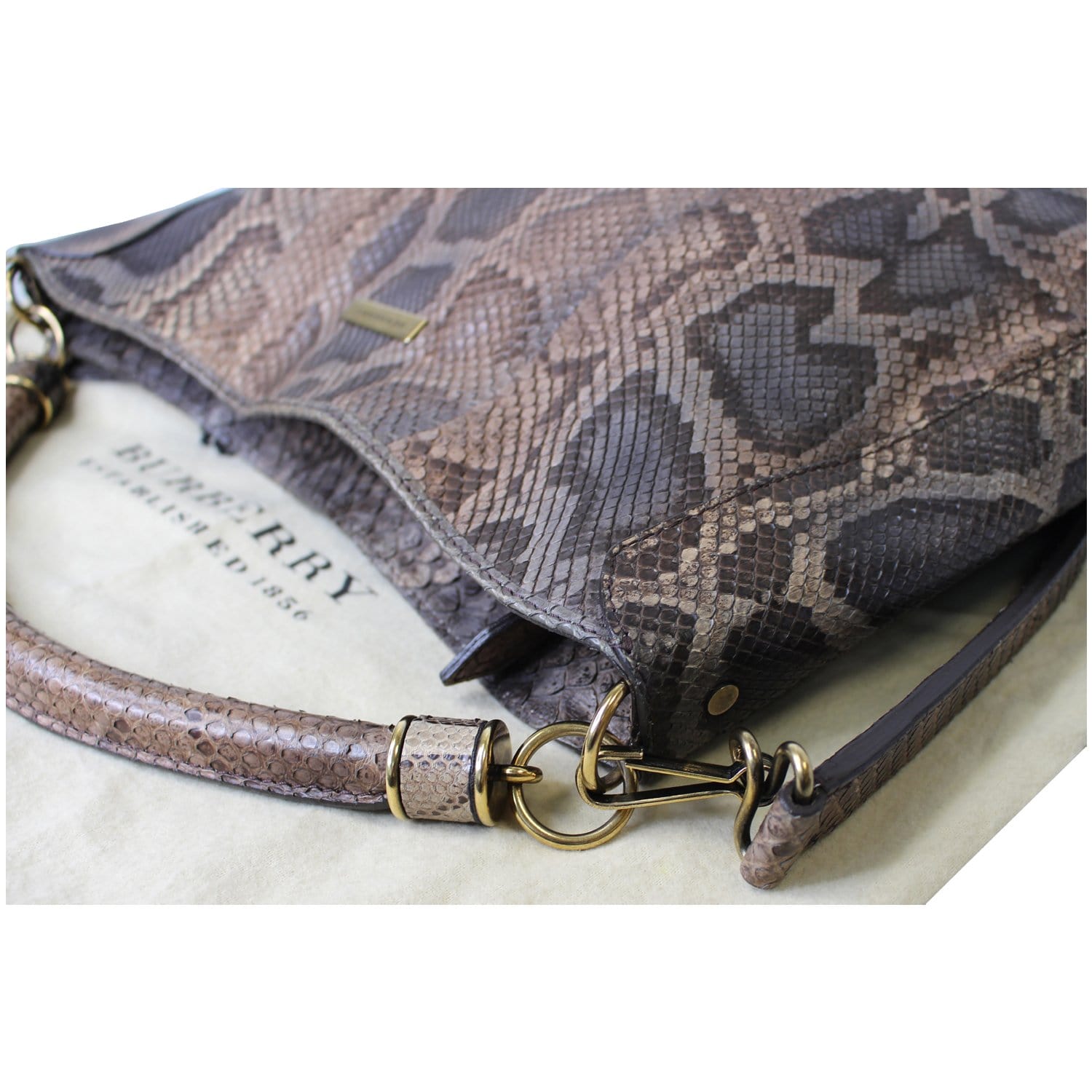 NWT BURBERRY PYTHON LEATHER BUCKLE TOTE SHOULDER BAG MADE IN ITALY