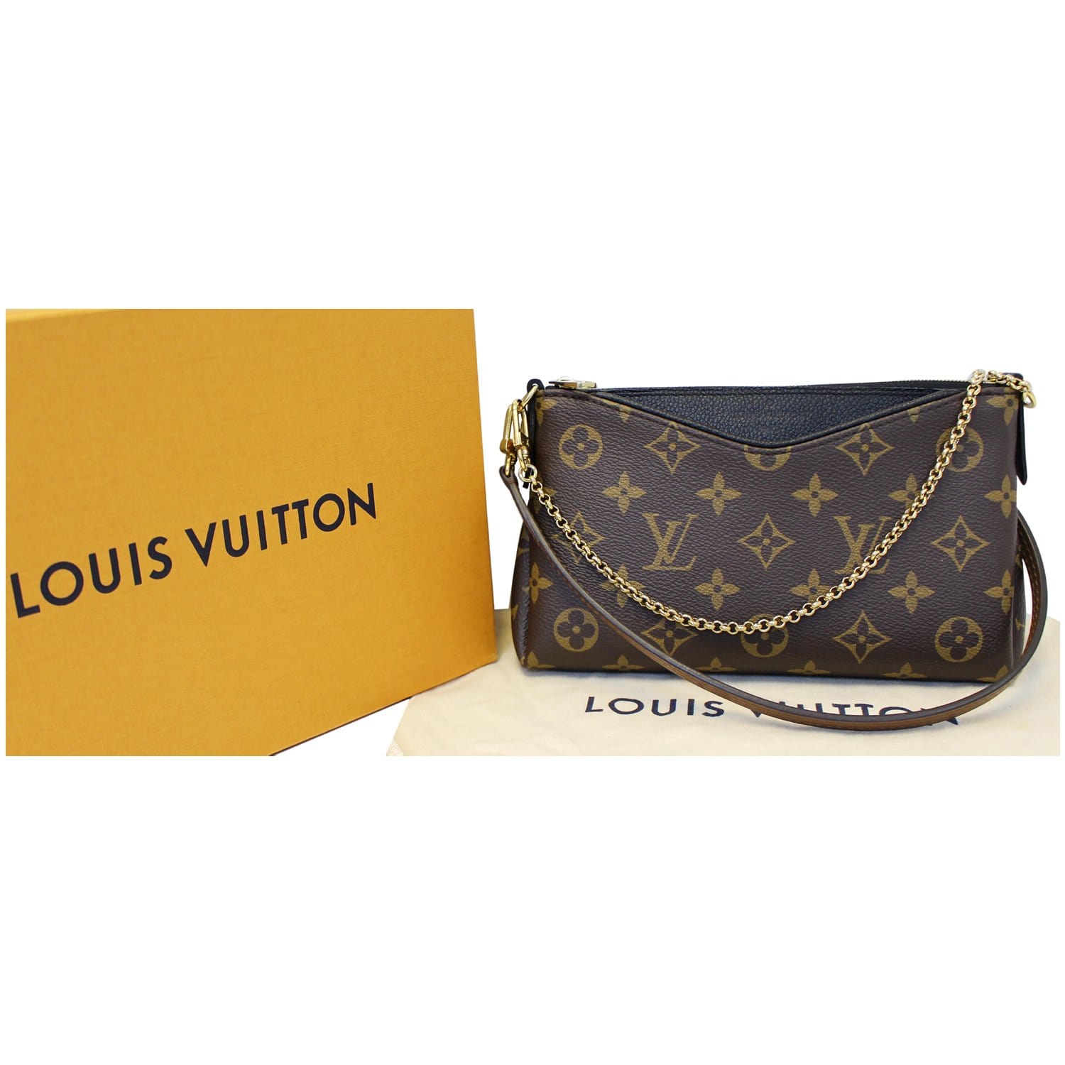 💯Authentic Louis Vuitton Pallas Clutch in Noir, Women's Fashion