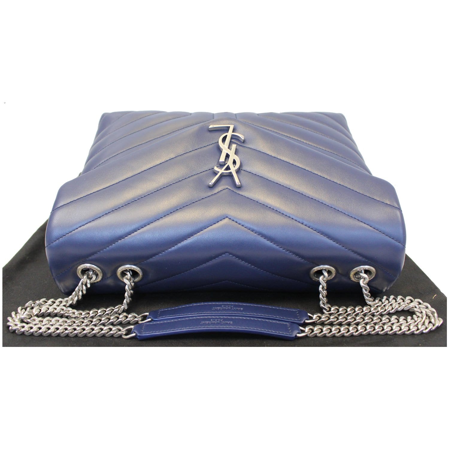 Loulou Small Leather Shoulder Bag in Blue - Saint Laurent