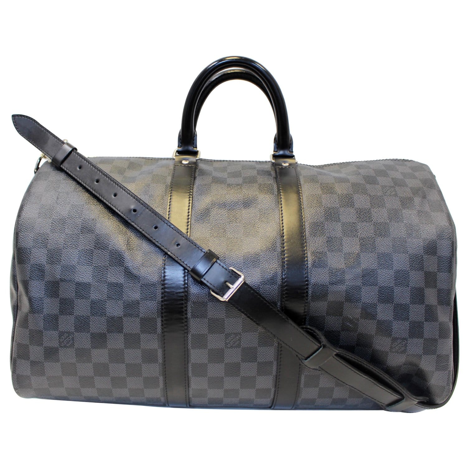Louis Vuitton Black Damier Leather Keepall Bandouliere Holdall
