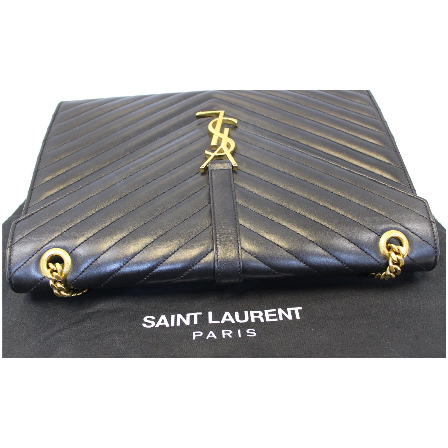 YVES SAINT LAURENT Large Envelope Calfskin Leather Chain Shoulder Bag