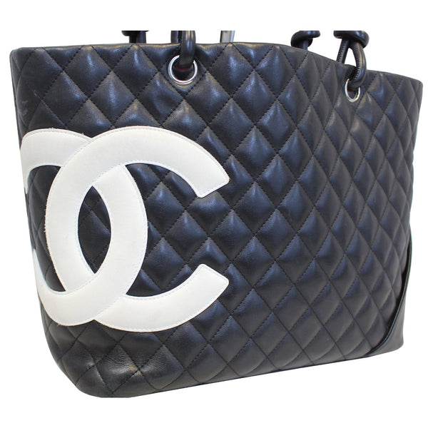 CHANEL Cambon  Black CalfSkin Leather Large Tote Bag-US