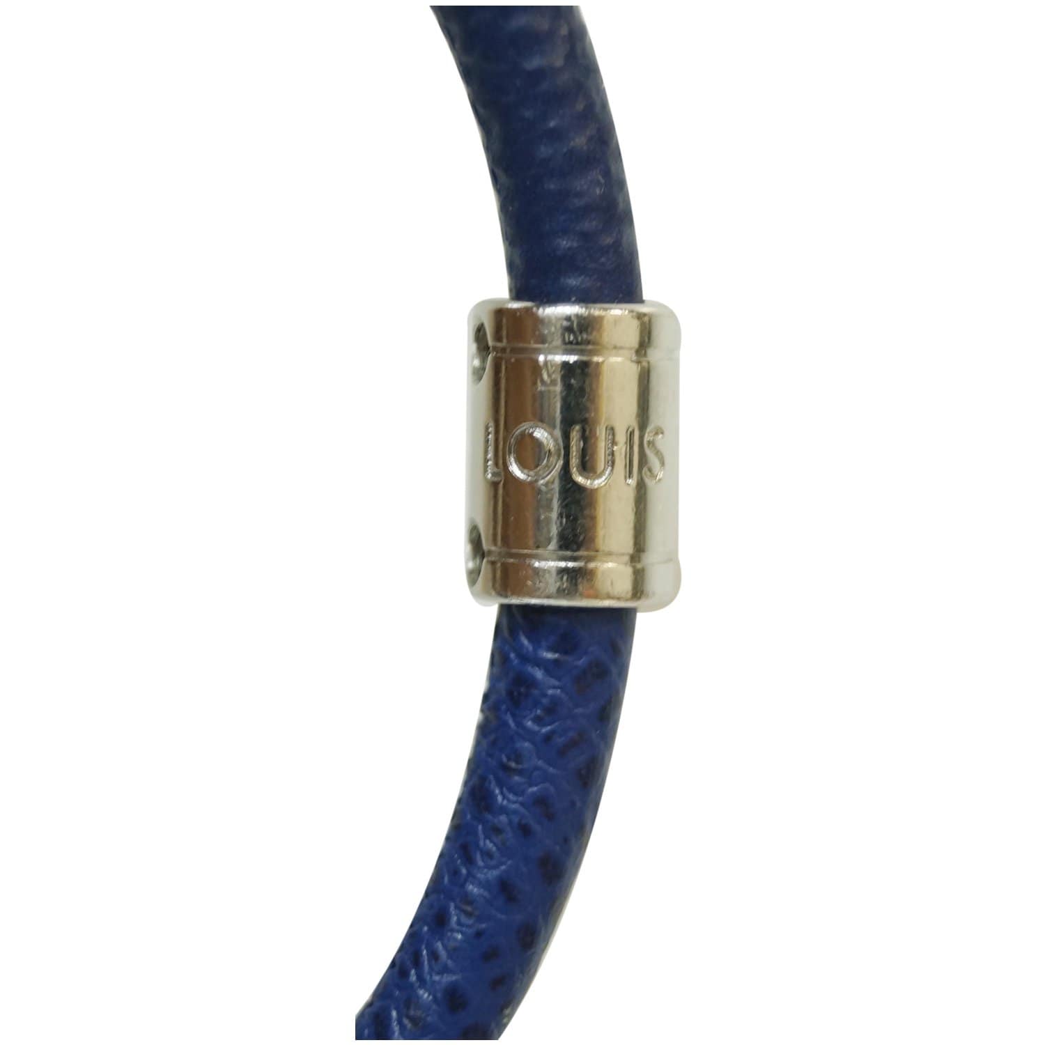 Louis Vuitton LV Padlock Bracelet Blue Oil Leather & Metal. Size 19