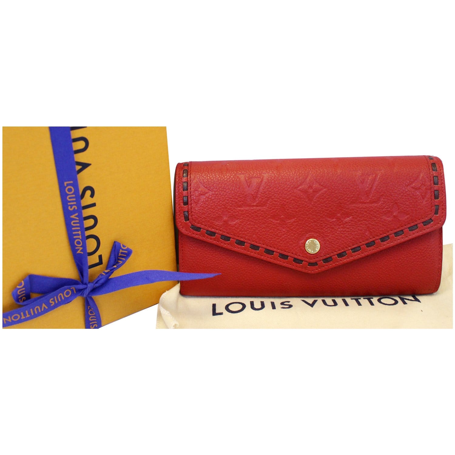 Louis Vuitton Monogram Empreinte Leather Sarah Wallet Red