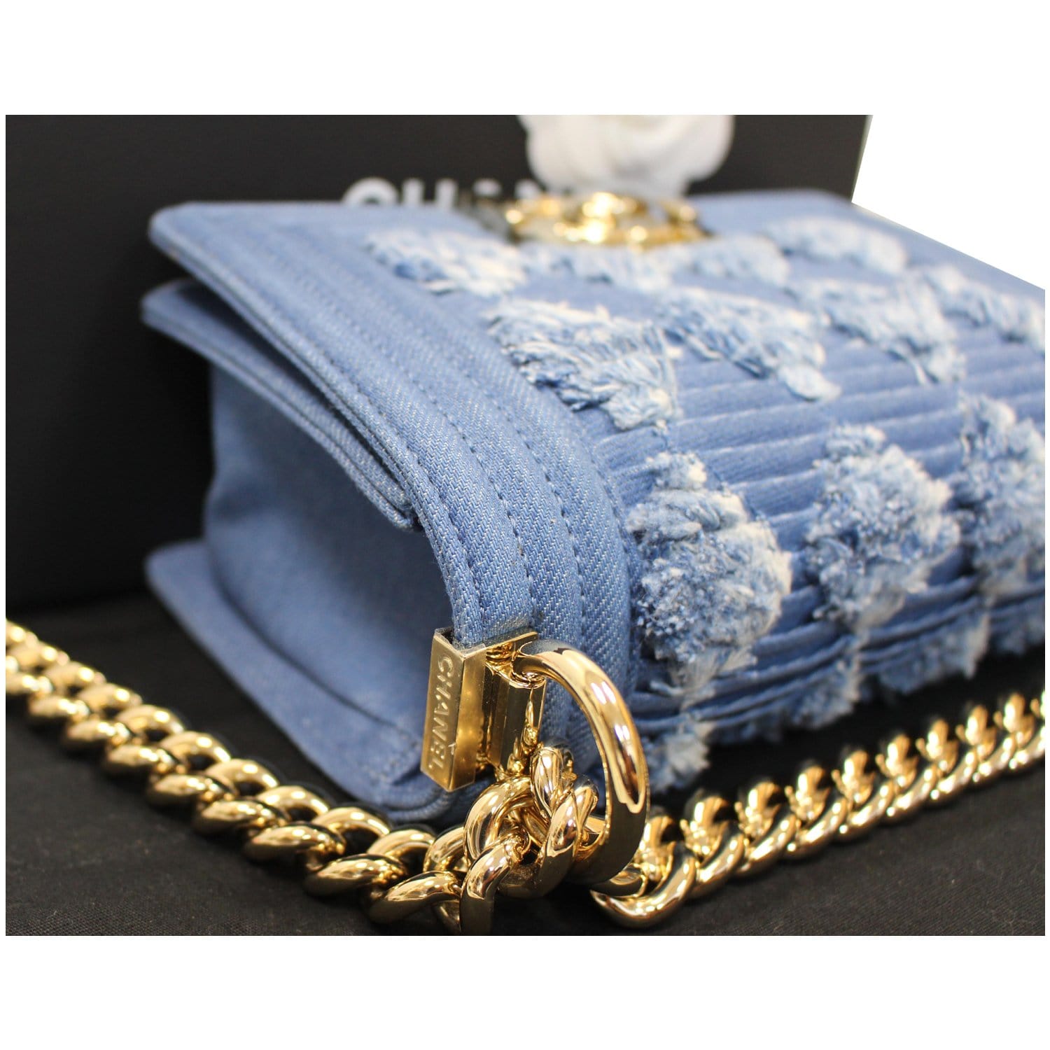The Chain Blue Denim Shoulder Mini Bag